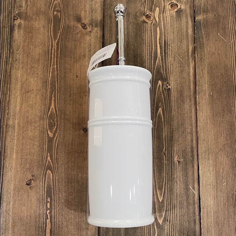 White Ceramic Toilet Brush Holder - Picture 3 of 7